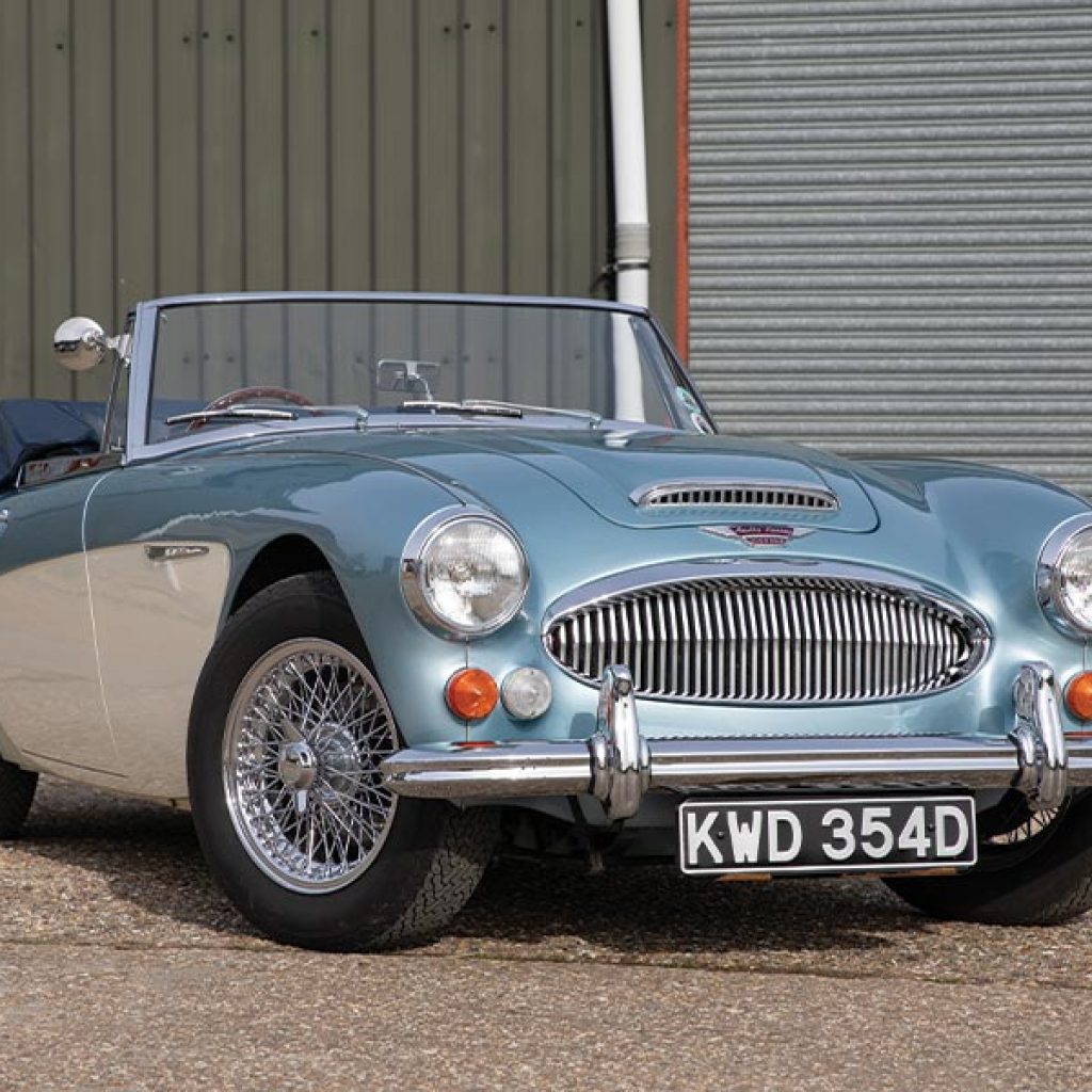 Year: 1966
Price: £86,000
• Healey Blue & Ivory
• Navy Interior
• Chrome Wires
• Wonderful Condition